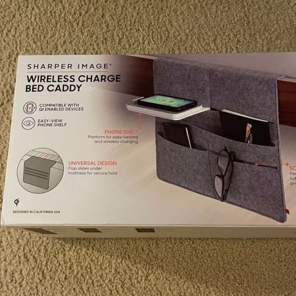 NWT Sharper‎ Image Wireless Charge Bed Caddy